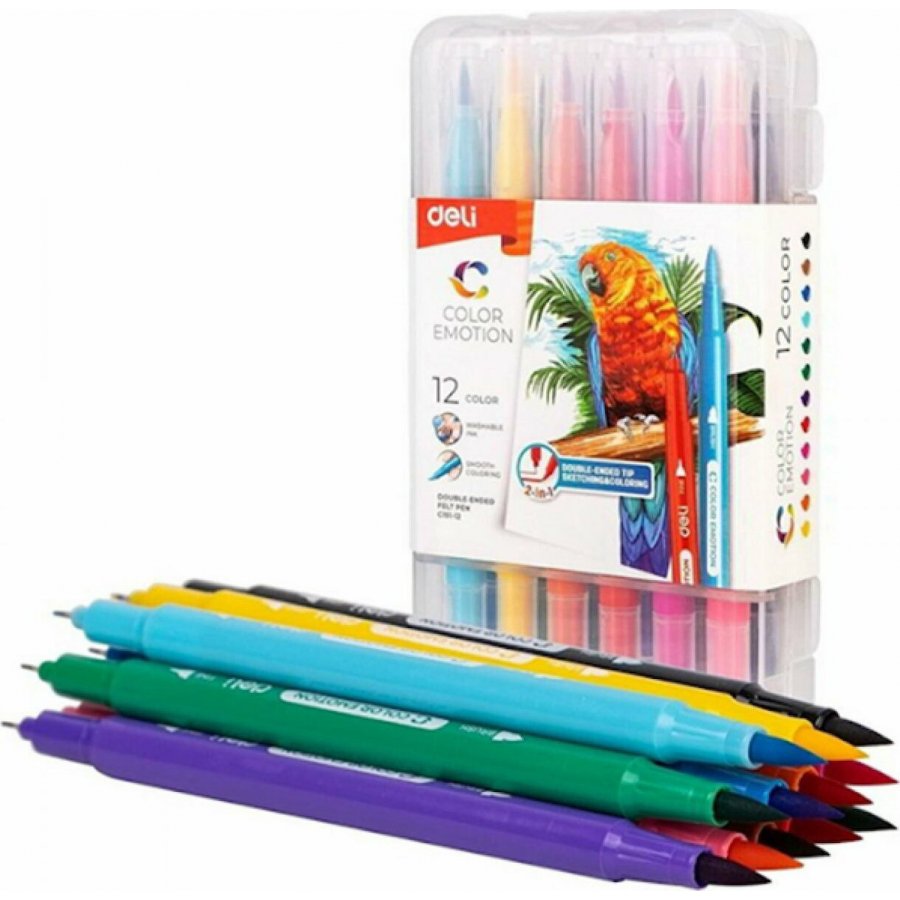Deli Color Emotion Πλενόμενοι Μαρκαδόροι Ζωγραφικής με Διπλή Μύτη σε 12 Χρώματα (C15112) Deli Color Emotion Πλενόμενοι Μαρκαδόροι Ζωγραφικής με Διπλή Μύτη σε 12 Χρώματα (C15112)