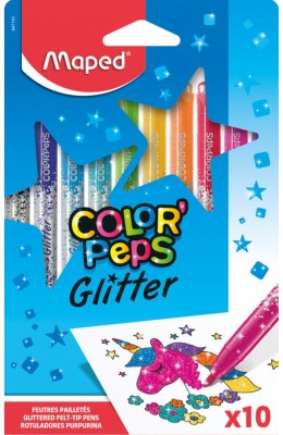 Maped Color'Peps Glitter Πλενόμενοι Glitter Μαρκαδόροι Ζωγραφικής Λεπτοί σε 10 Χρώματα (847110)