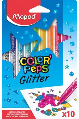 Maped Color'Peps Glitter Πλενόμενοι Glitter Μαρκαδόροι Ζωγραφικής Λεπτοί σε 10 Χρώματα (847110)