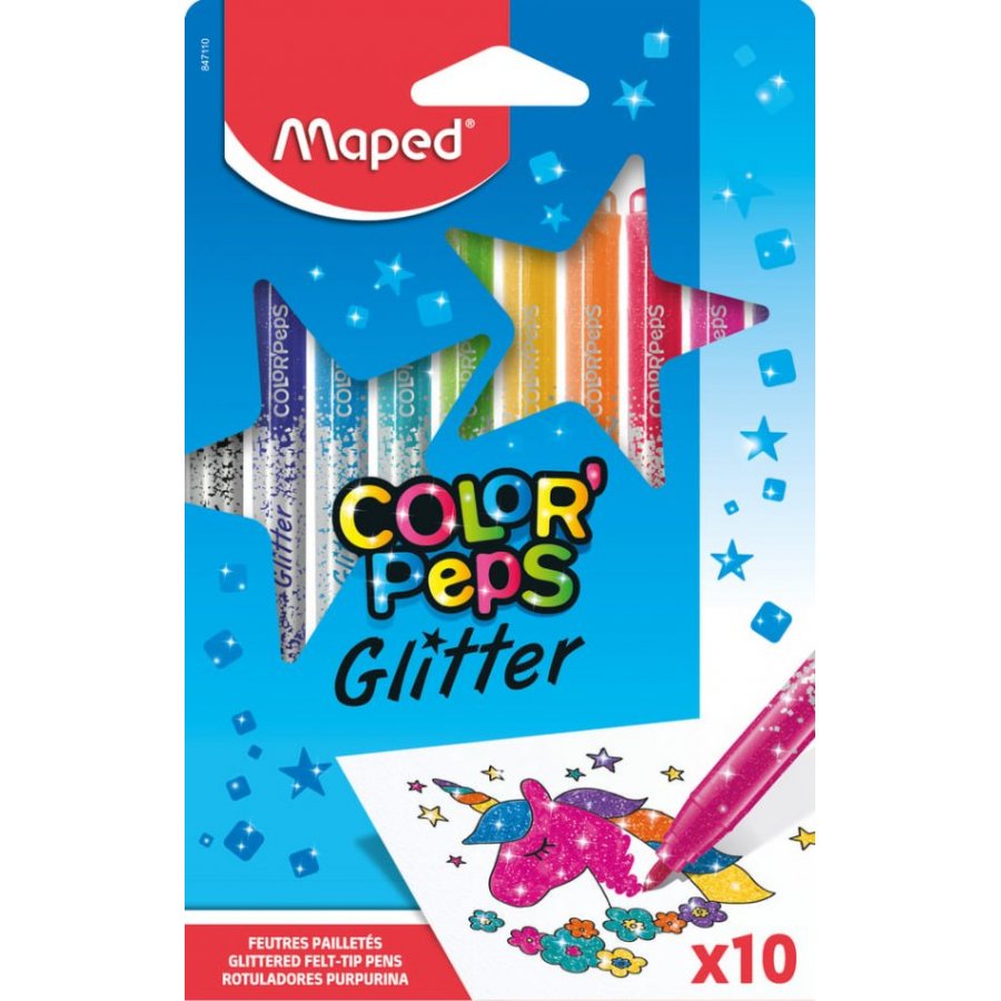 Maped Color'Peps Glitter Πλενόμενοι Glitter Μαρκαδόροι Ζωγραφικής Λεπτοί σε 10 Χρώματα (847110) Maped Color'Peps Glitter Πλενόμενοι Glitter Μαρκαδόροι Ζωγραφικής Λεπτοί σε 10 Χρώματα (847110)