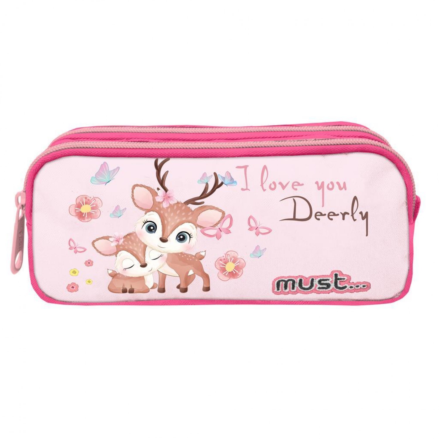 Must Σχολική Κασετίνα Βαρελάκι I Love Deerly 2 Θήκες (585107)