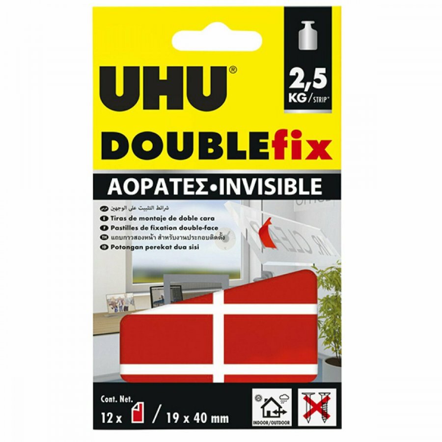UHU Κόλλα Αυτοκόλλητο Doublefix Invisible 56 Glue Pads για Γυαλί UHU Κόλλα Αυτοκόλλητο Doublefix Invisible 56 Glue Pads για Γυαλί