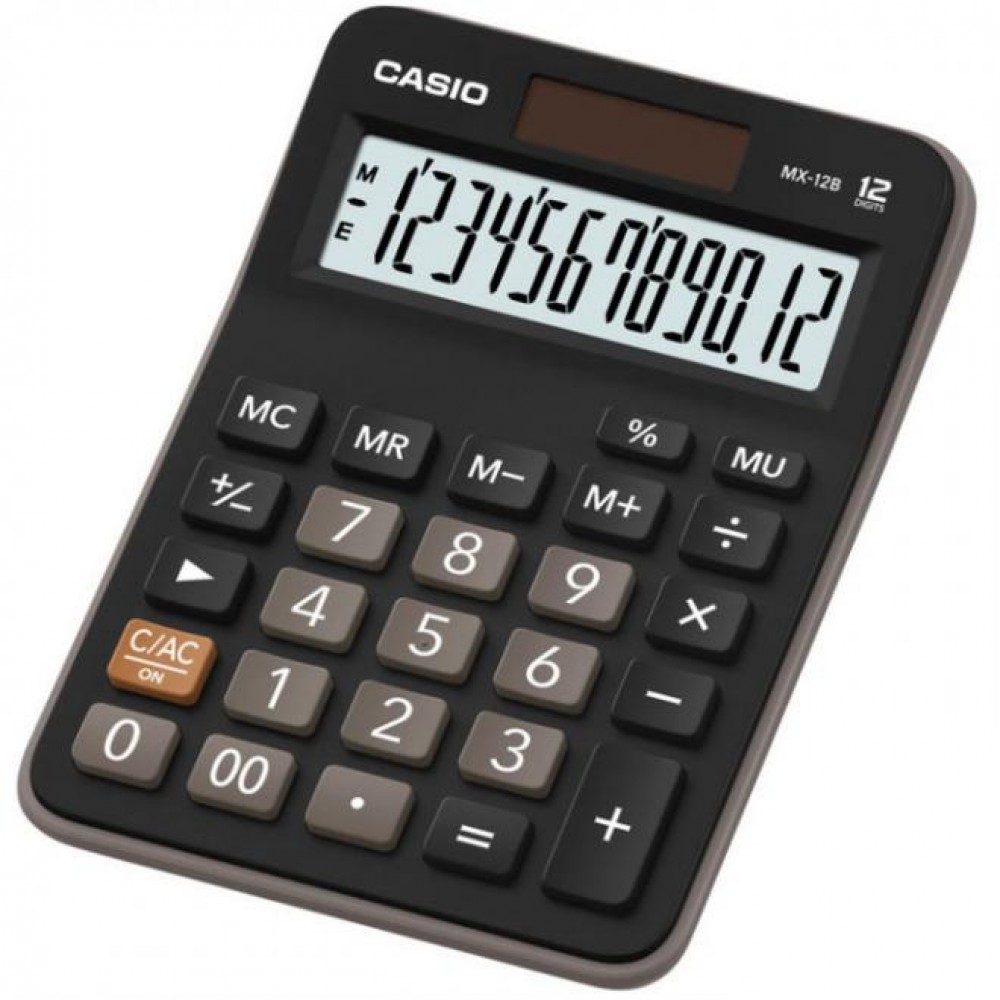 Casio Αριθμομηχανή 12 Ψηφίων σε Μαύρο Χρώμα (MX-12B)