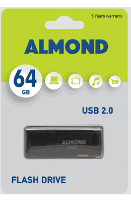 Almond Prime 64GB USB 2.0 Stick Μαύρο (43USB64ESM)