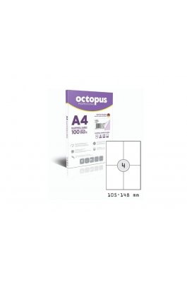 Octopus Professional 100 Αυτοκόλλητες Ετικέτες Εκτυπωτών Α4 4/Φ Ορθογώνιες 10,5x14,8mm (UNL0224) Octopus Professional 100 Αυτοκόλλητες Ετικέτες Εκτυπωτών Α4 4/Φ Ορθογώνιες 10,5x14,8mm (UNL0224)