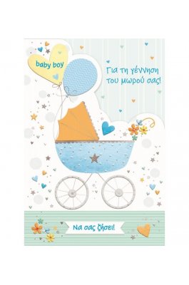 The Paper Box Baby Ευχετήρια Κάρτα Γέννηση Αγόρι 11,5 x 17 cm (TMB11GB)