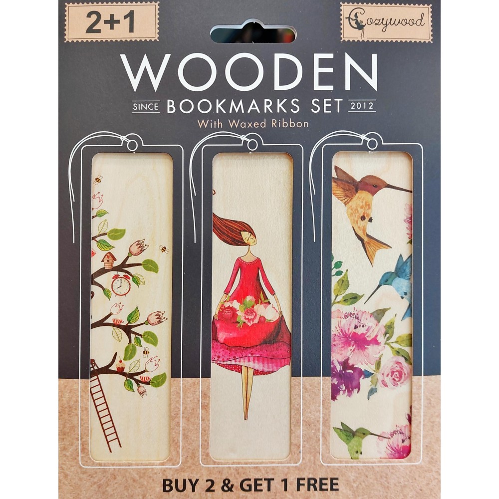 Cozywood Ξύλινοι Σελιδοδείκτες Σετ 2+1: Άνθη (SET310) Cozywood Ξύλινοι Σελιδοδείκτες Σετ 2+1: Άνθη (SET310)