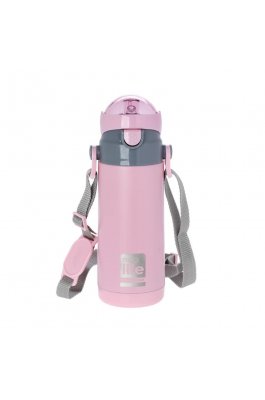 Ecolife Ανοξείδωτο Παγούρι Θερμός με Καλαμάκι 400ml Ροζ (33ΒΟ3007)