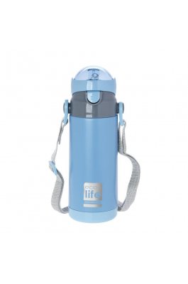 Ecolife Ανοξείδωτο Παγούρι Θερμός με Καλαμάκι 400ml Μπλε (33ΒΟ3008)