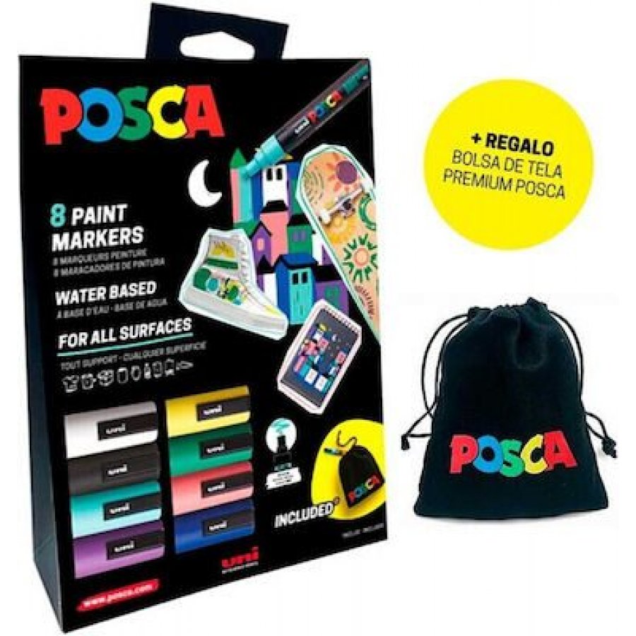 Uni-Ball Posca Cardboard Set Pouch 8 Τμχ + Δώρο Τσάντα Pc5m 1.8-2.5mm Uni-Ball Posca Cardboard Set Pouch 8 Τμχ + Δώρο Τσάντα Pc5m 1.8-2.5mm