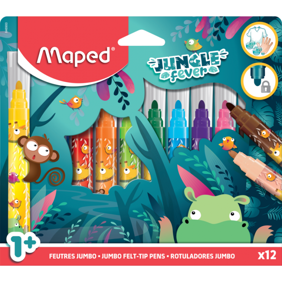 Maped Maxi Jungle Fever Πλενόμενοι Μαρκαδόροι Ζωγραφικής Χονδροί σε 12 Χρώματα (846900) Maped Maxi Jungle Fever Πλενόμενοι Μαρκαδόροι Ζωγραφικής Χονδροί σε 12 Χρώματα (846900)