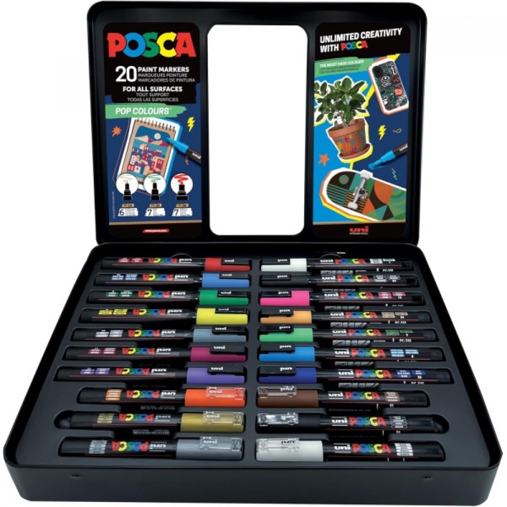 Posca Metal Box "Pop Colours" Σετ 20 τχμ (Pop01) Posca Metal Box "Pop Colours" Σετ 20 τχμ (Pop01)