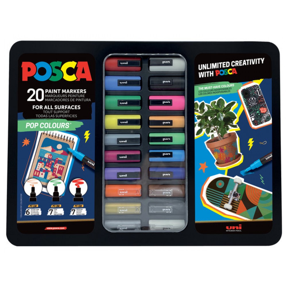Posca Metal Box "Pop Colours" Σετ 20 τχμ (Pop01)