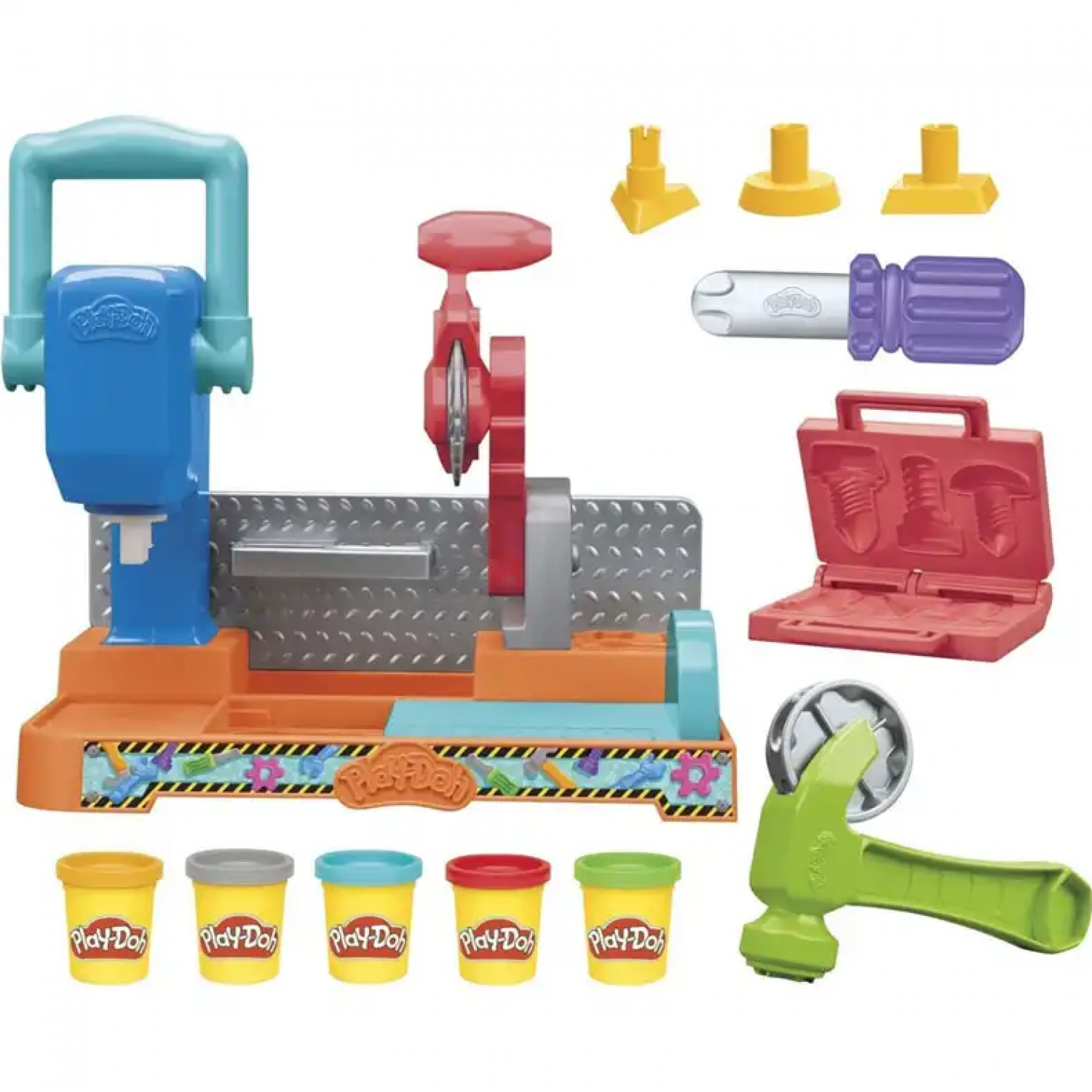 Hasbro Play-Doh Πλαστελίνη - Παιχνίδι Stamp and Saw Tool Bench (F9141)