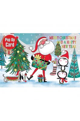 Pop Up Ευχετήρια Κάρτα Santa με Δώρα 12 x 17 cm (FL432)