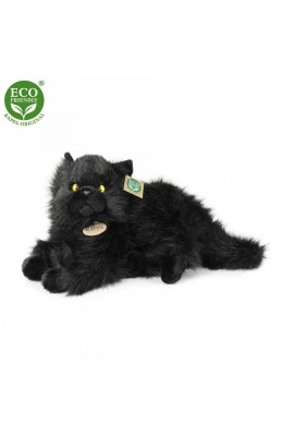 Rappa Λούτρινη Γάτα Μαύρη Ξαπλωτή 30 εκ. Eco-Friendly (220959)
