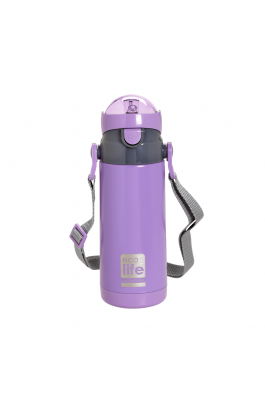 Ecolife Ανοξείδωτο Παγούρι Θερμός με Καλαμάκι 400ml Λιλά (33ΒΟ2995)