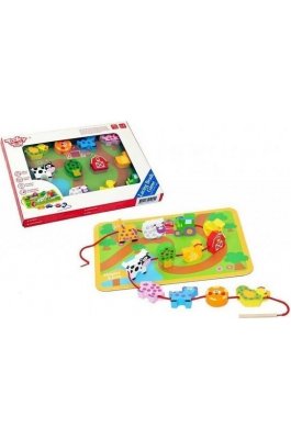 Tooky Toys Συρόμενα Ζωάκια με Κορδόνι από Ξύλο (TKB510)