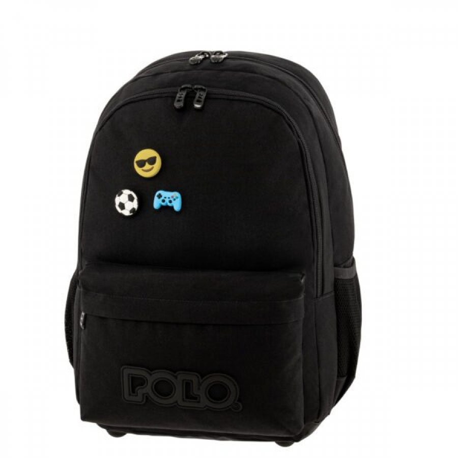 Polo Pins Σχολική Τσάντα Πλάτης σε Μαύρο (9010592000) Polo Pins Σχολική Τσάντα Πλάτης σε Μαύρο (9010592000)