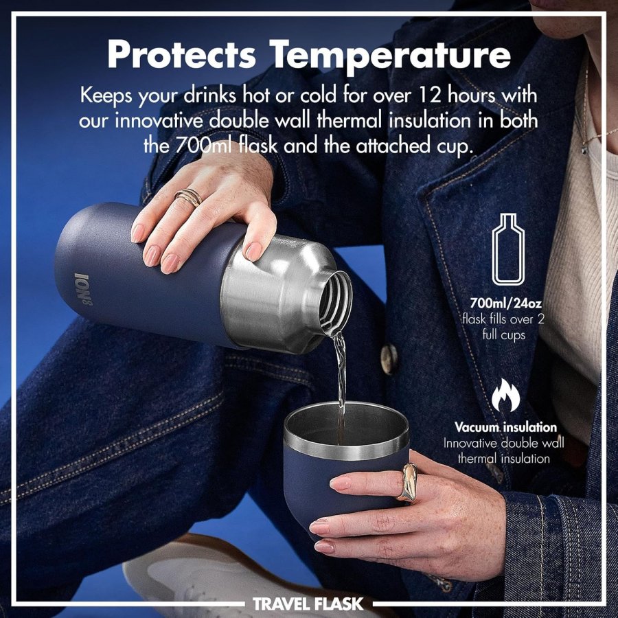 Ion8 Ισοθερμικό Παγούρι Θερμός Luma με κύπελλο 700ml Μαύρο Ion8 Ισοθερμικό Παγούρι Θερμός Luma με κύπελλο 700ml Μαύρο