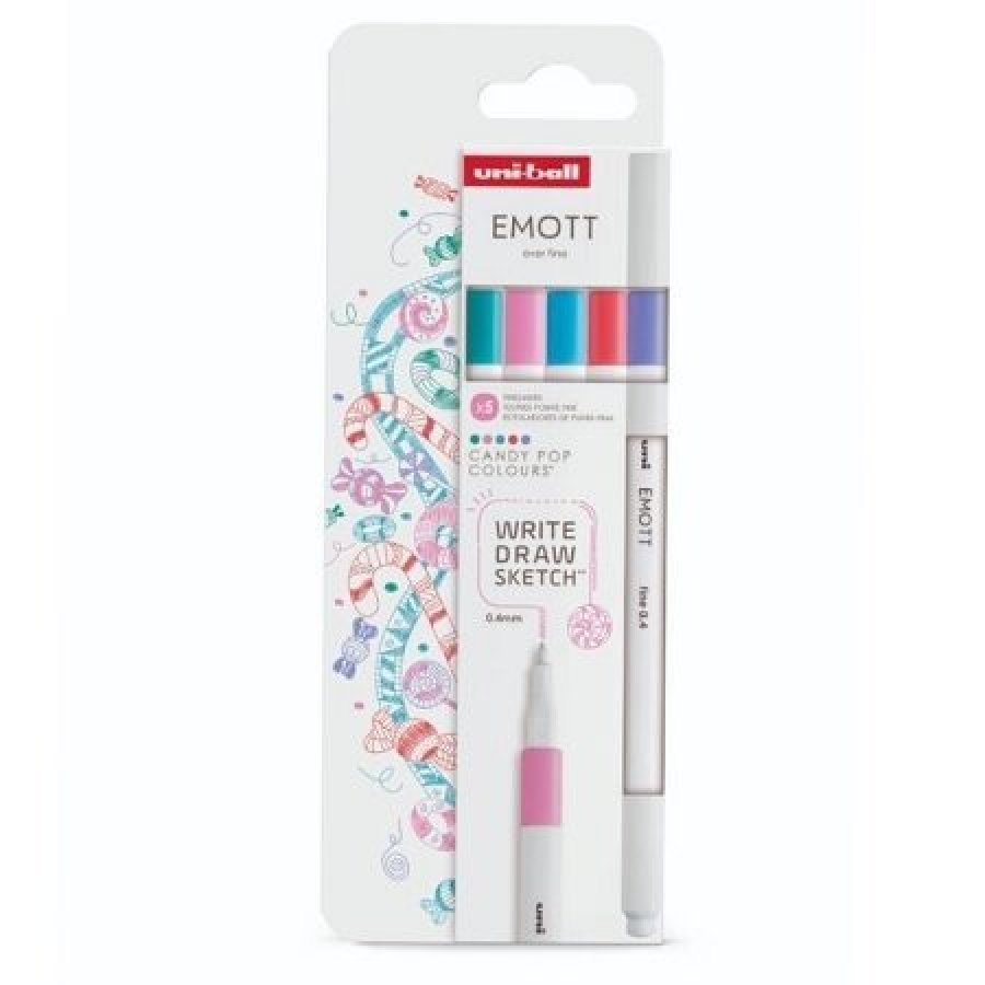 Uni-Ball Emott Candy Pop Colours Σετ με 5 Μαρκαδόρους Σχεδίου 0.4mm Uni-Ball Emott Candy Pop Colours Σετ με 5 Μαρκαδόρους Σχεδίου 0.4mm