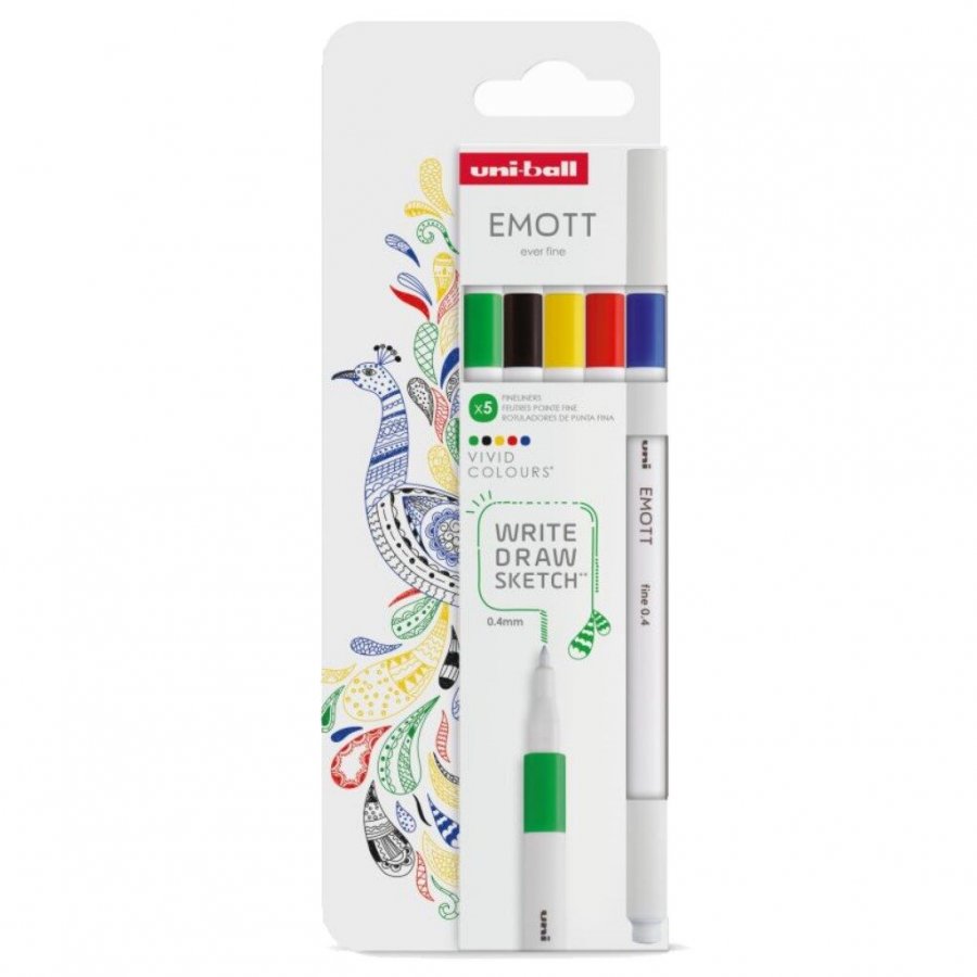 Uni-Ball Emott Vivid Colours Σετ με 5 Μαρκαδόρους Σχεδίου 0.4mm Uni-Ball Emott Vivid Colours Σετ με 5 Μαρκαδόρους Σχεδίου 0.4mm