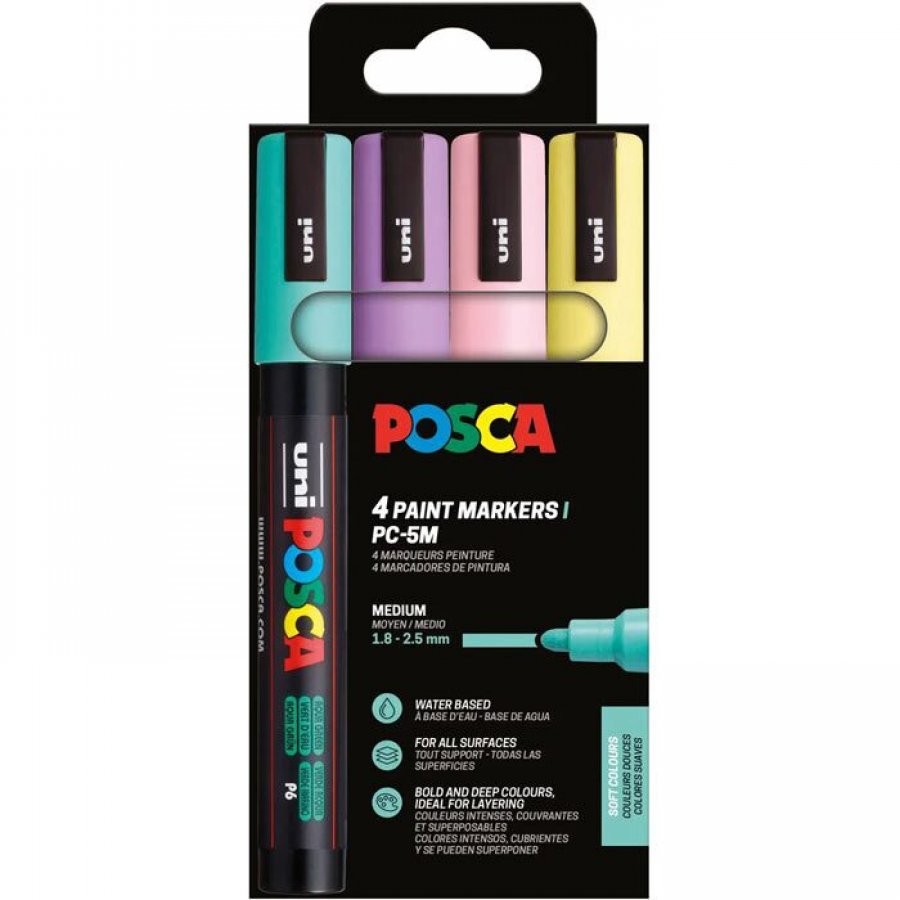 Uni-Ball Posca Soft Colours Σετ 4 τχμ 1.8-2.5mm (PC5M) Uni-Ball Posca Soft Colours Σετ 4 τχμ 1.8-2.5mm (PC5M)