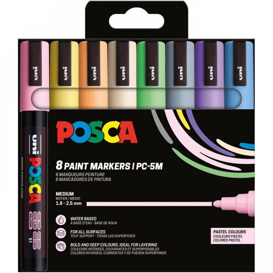 Uni-Ball Posca Pastel Colours Σετ 8 τχμ 1.8-2.5mm (PC5M) Uni-Ball Posca Pastel Colours Σετ 8 τχμ 1.8-2.5mm (PC5M)
