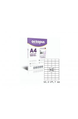 Octopus Professional 100 Αυτοκόλλητες Ετικέτες Εκτυπωτών Α4 40/Φ Ορθογώνιες 52,5x29,7mm (UNL0196) Octopus Professional 100 Αυτοκόλλητες Ετικέτες Εκτυπωτών Α4 40/Φ Ορθογώνιες 52,5x29,7mm (UNL0196)