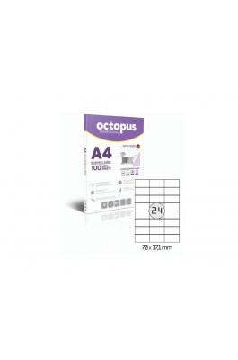Octopus Professional 100 Αυτοκόλλητες Ετικέτες Εκτυπωτών Α4 24/Φ Ορθογώνιες 70x37,1mm (UNL0204) Octopus Professional 100 Αυτοκόλλητες Ετικέτες Εκτυπωτών Α4 24/Φ Ορθογώνιες 70x37,1mm (UNL0204)