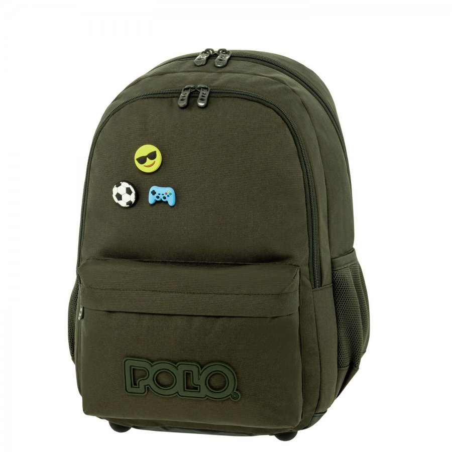 Polo Pins Σχολική Τσάντα Πλάτης σε Χακί (9010594200) Polo Pins Σχολική Τσάντα Πλάτης σε Χακί (9010594200)