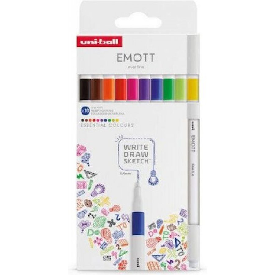 Uni-Ball Emott Essential Colours Σετ με 10 Μαρκαδόρους Σχεδίου 0.4mm Uni-Ball Emott Essential Colours Σετ με 10 Μαρκαδόρους Σχεδίου 0.4mm