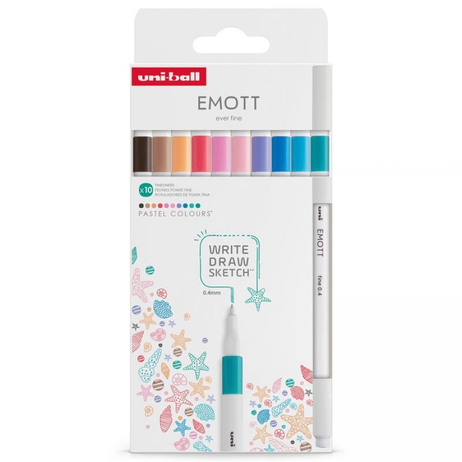 Uni-Ball Emott Pastel Colours Σετ με 10 Μαρκαδόρους Σχεδίου 0.4mm Uni-Ball Emott Pastel Colours Σετ με 10 Μαρκαδόρους Σχεδίου 0.4mm