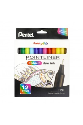 Pentel Σετ Μαρκαδόρος Fineliner 0,4mm 12 Χρώματα (S4012)