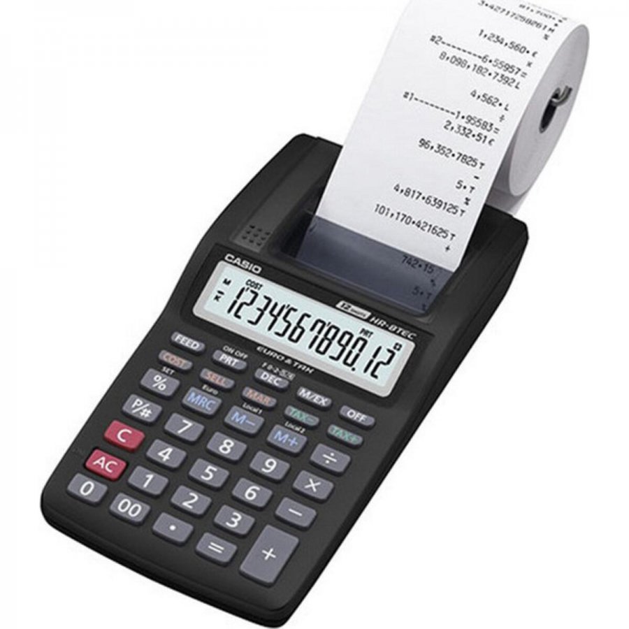 Casio Αριθμομηχανή Χαρτοταινίας HR-8TEC-w 12 Ψηφίων σε Μαύρο Χρώμα Casio Αριθμομηχανή Χαρτοταινίας HR-8TEC-w 12 Ψηφίων σε Μαύρο Χρώμα
