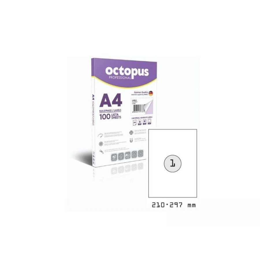 Octopus Professional 100 Αυτοκόλλητες Ετικέτες Εκτυπωτών Α4 1/Φ Ορθογώνιες 21x29,7mm (UNL0228) Octopus Professional 100 Αυτοκόλλητες Ετικέτες Εκτυπωτών Α4 1/Φ Ορθογώνιες 21x29,7mm (UNL0228)