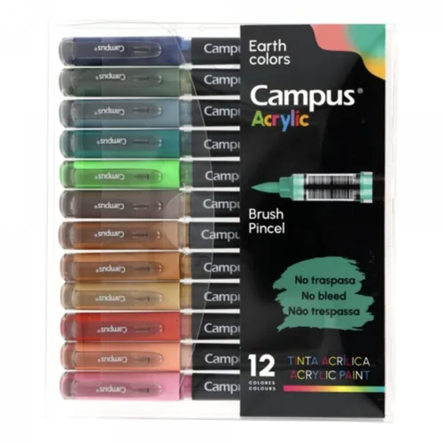 Campus Σετ με 12 Ακρυλικούς Μαρκαδόρους Earth Colors (081802)