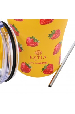 Estia Θερμός Coffee Mug Save The Aegean 350ml Berry Bright  (0131688)