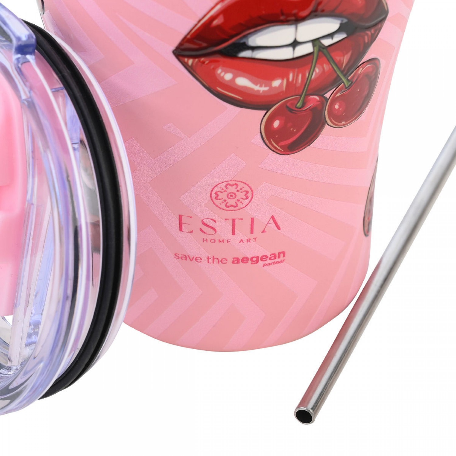 Estia Θερμός Coffee Mug Save The Aegean 350ml Blush Pop (0131800)