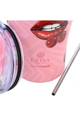 Estia Θερμός Coffee Mug Save The Aegean 350ml Blush Pop (0131800)