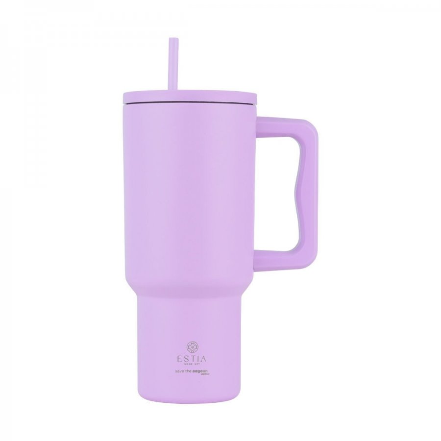 Estia Θερμός Straw Tumbler XL Save The Aegean 900ml Lavender Purple (0132159) Estia Θερμός Straw Tumbler XL Save The Aegean 900ml Lavender Purple (0132159)