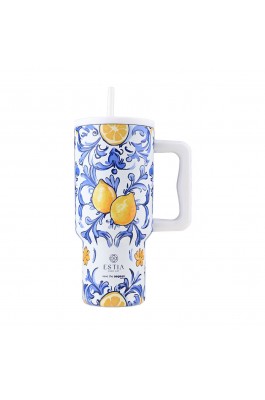 Estia Θερμός Straw Tumbler XL Save The Aegean 900ml Amalfi Coast (0134832)