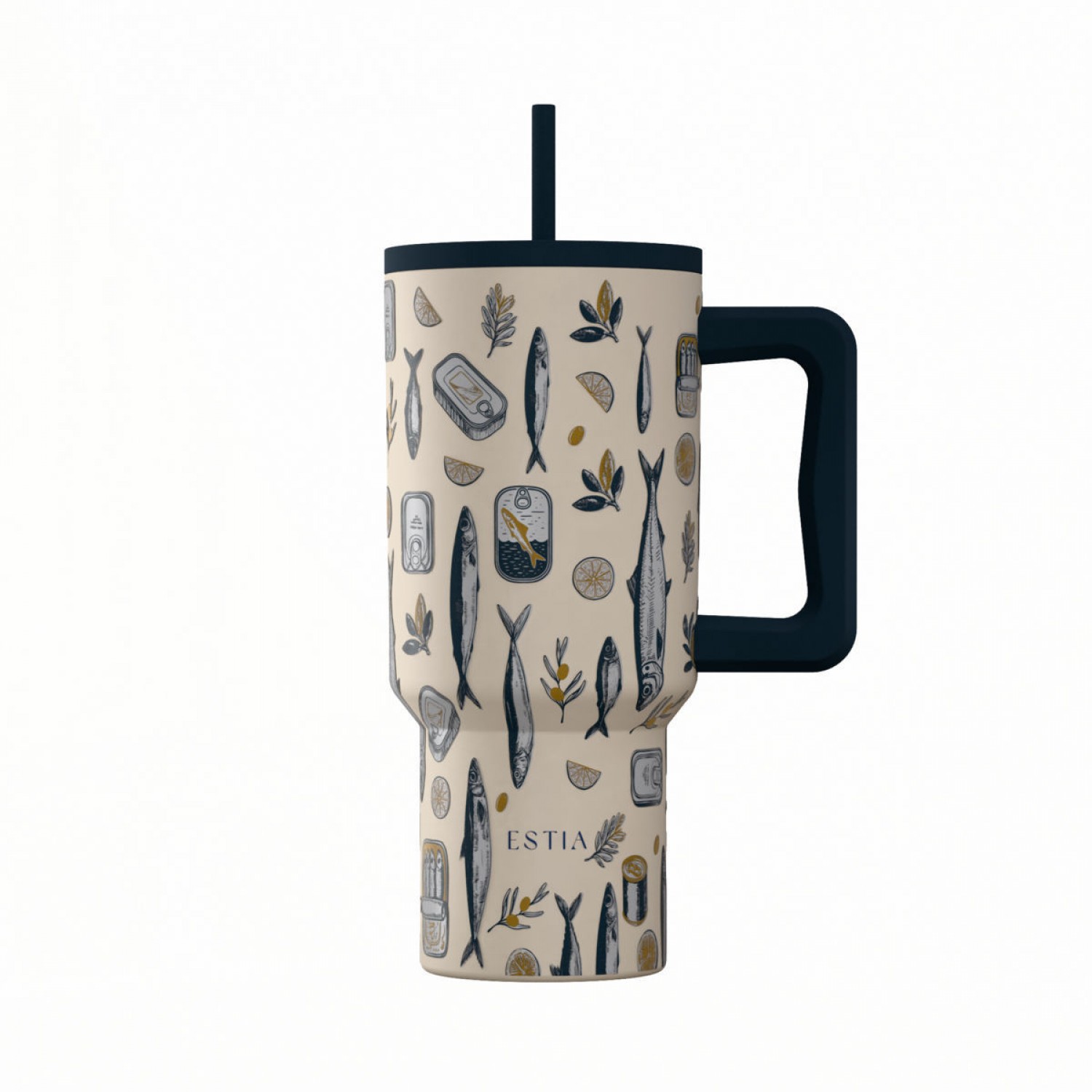 Estia Θερμός Straw Tumbler XL Save The Aegean 900ml Salt Life (0141557)