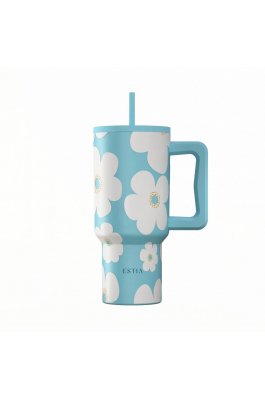 Estia Θερμός Straw Tumbler XL Save The Aegean 900ml Blue Daisy (0141618)