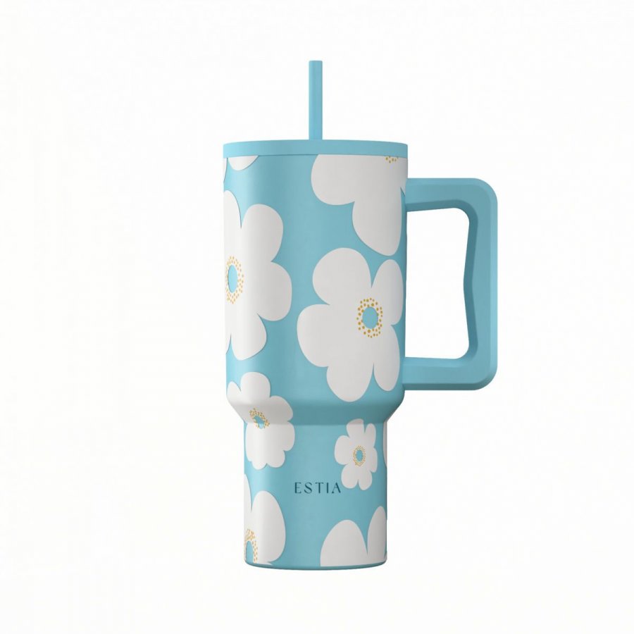 Estia Θερμός Straw Tumbler XL Save The Aegean 900ml Blue Daisy (0141618) Estia Θερμός Straw Tumbler XL Save The Aegean 900ml Blue Daisy (0141618)