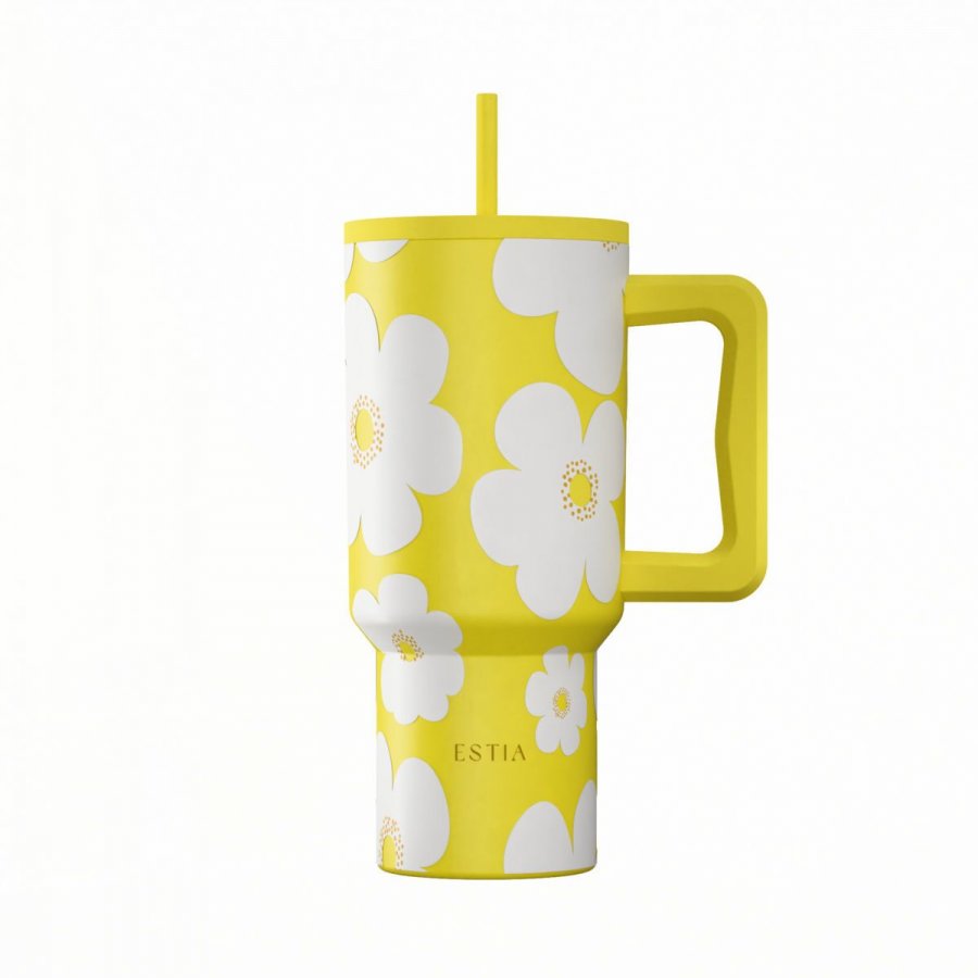 Estia Θερμός Straw Tumbler XL Save The Aegean 900ml Yellow Daisy (0141625) Estia Θερμός Straw Tumbler XL Save The Aegean 900ml Yellow Daisy (0141625)