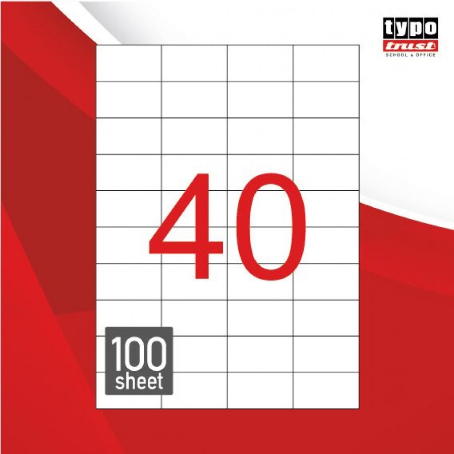 Typotrust 100 Αυτοκόλλητες Ετικέτες Εκτυπωτών Α4 40/Φ 52,5x29,7mm (TL4011) Typotrust 100 Αυτοκόλλητες Ετικέτες Εκτυπωτών Α4 40/Φ 52,5x29,7mm (TL4011)