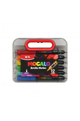 M&G Mocalo Brush Σετ με 12 Ακρυλικούς Μαρκαδόρους (APMT80)