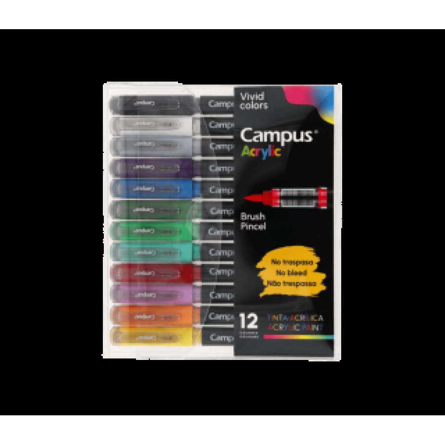 Campus Σετ με 12 Ακρυλικούς Μαρκαδόρους Vivid Colors (081793)