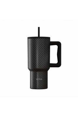Estia Θερμός Straw Tumbler XL Save The Aegean 900ml Carbon Fibre (0146170)